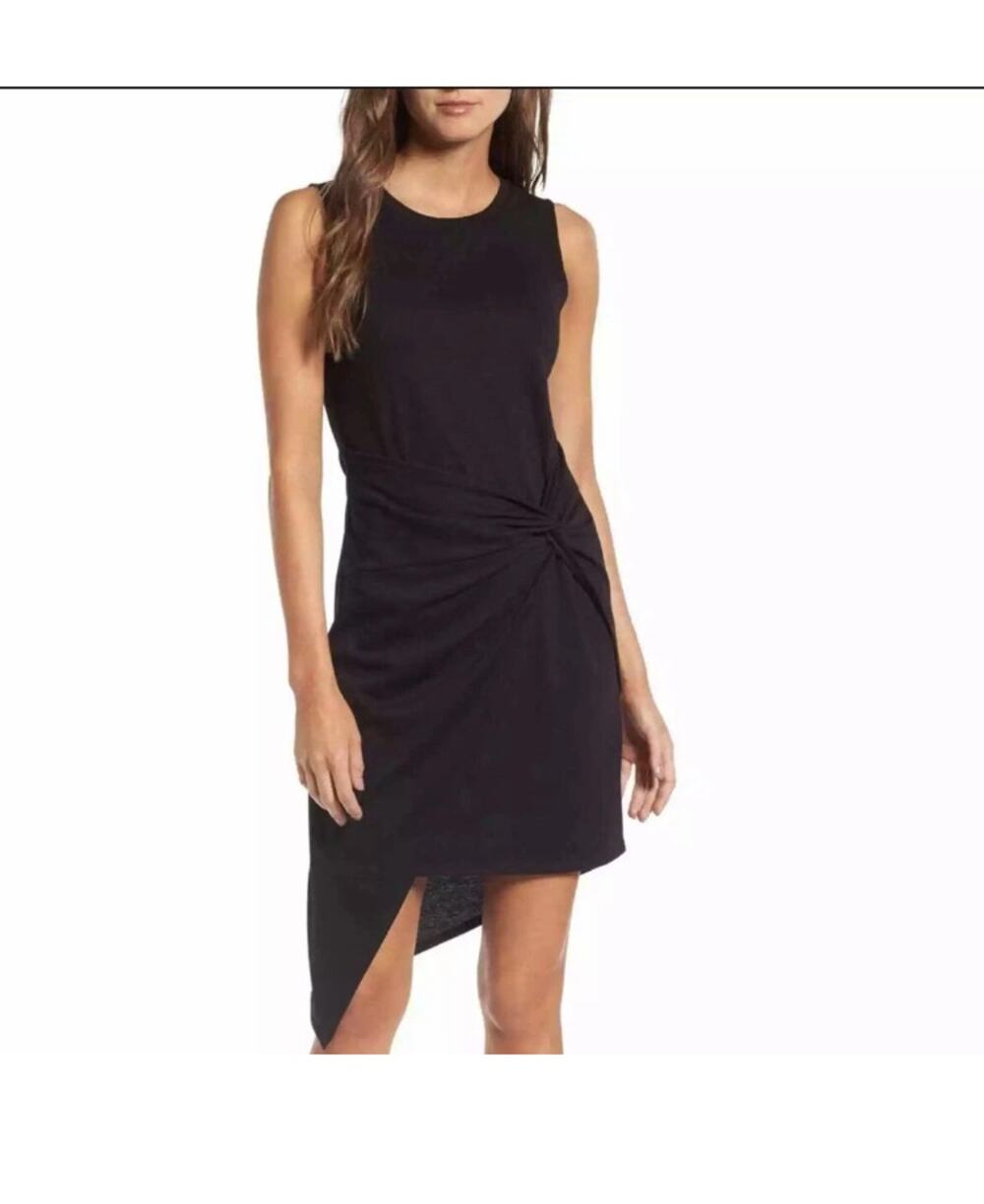 Chelsea28 Asymmetrical Twist Front Sleeveless Black Dress Size Small